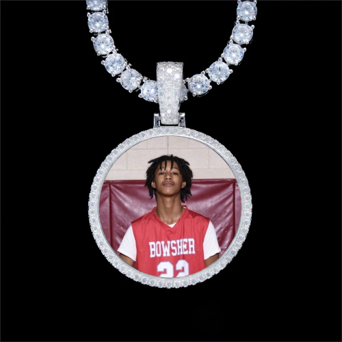 925S & VVS Moissanite 3D Circle Custom Picture Pendant