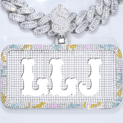 CUSTOM LETTER NECKLACE 3D COLORFUL SQUARE