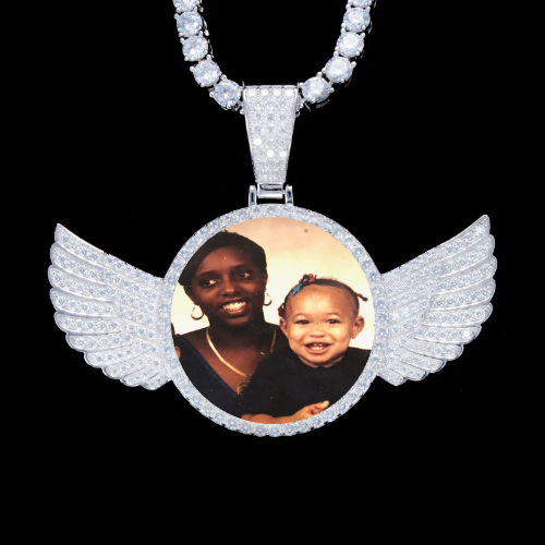 925S & VVS Moissanite 3D Wing Custom Picture Pendant