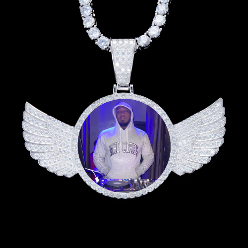 925S & VVS Moissanite 3D Wing Custom Picture Pendant