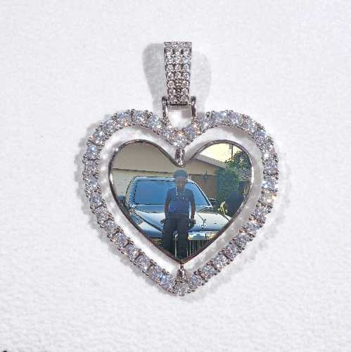 3D Spinning 2-Faced Heart Custom Picture Pendant