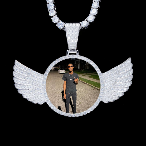925S & VVS Moissanite 3D Wing Custom Picture Pendant