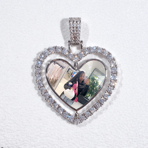3D Spinning 2-Faced Heart Custom Picture Pendant