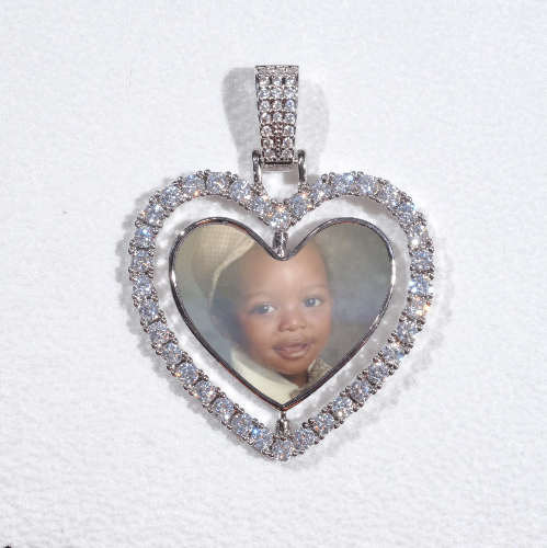 3D Spinning 2-Faced Heart Custom Picture Pendant