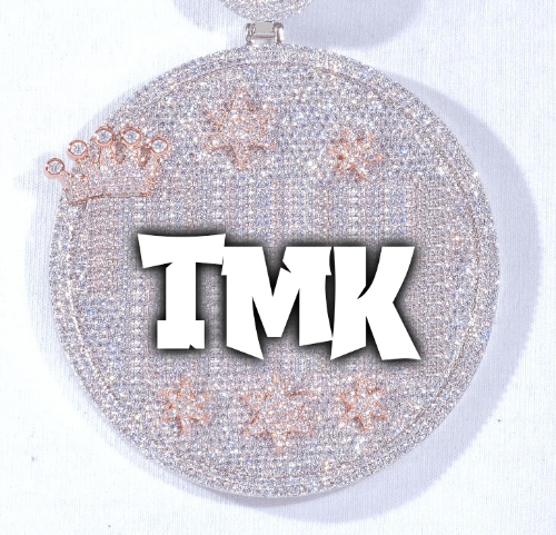 CUSTOM LETTER NECKLACE 3D BIG CROWN DISC
