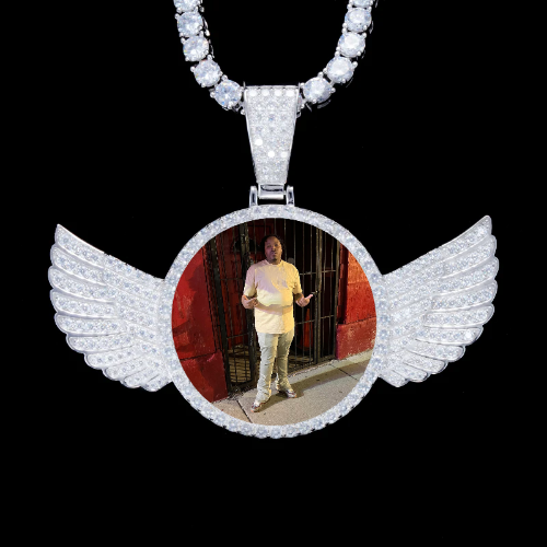 925S & VVS Moissanite 3D Wing Custom Picture Pendant
