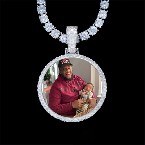 925S & VVS Moissanite 3D Circle Custom Picture Pendant