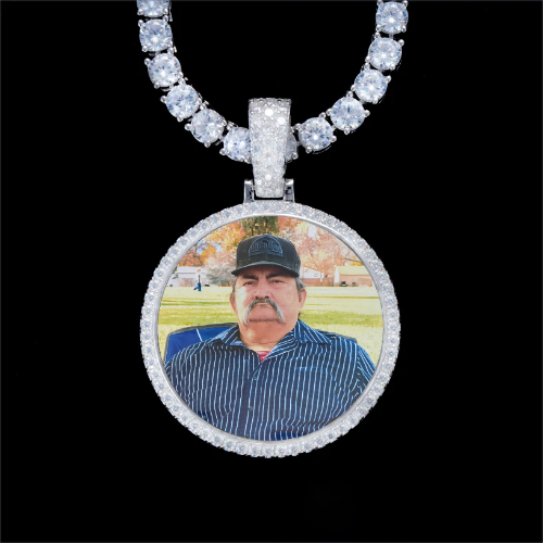 925S & VVS Moissanite 3D Circle Custom Picture Pendant