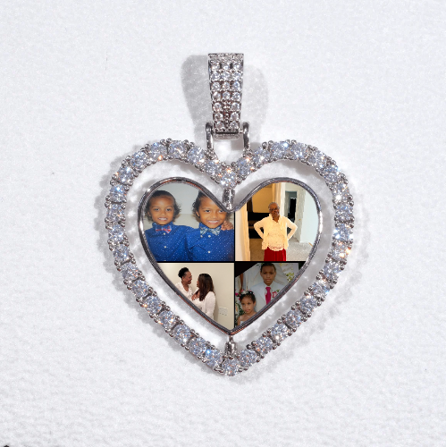 3D Spinning 2-Faced Heart Custom Picture Pendant