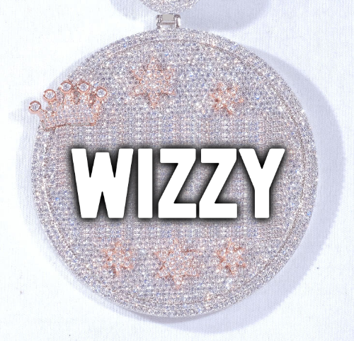 CUSTOM LETTER NECKLACE 3D BIG CROWN DISC