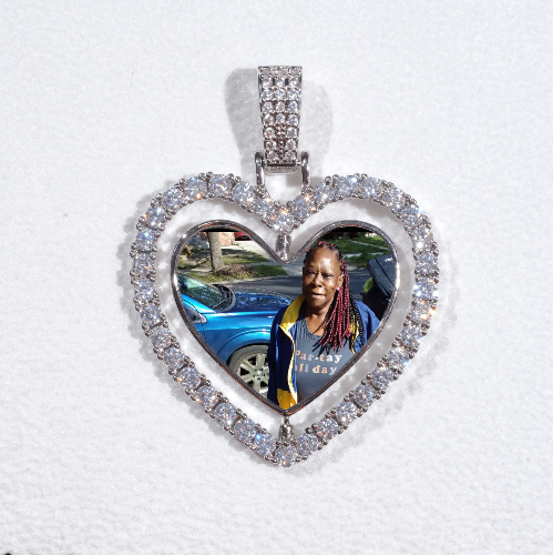 3D Spinning 2-Faced Heart Custom Picture Pendant