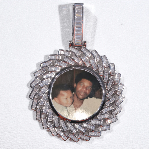 Large 3D Baguette Custom Picture Pendant