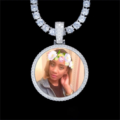 925S & VVS Moissanite 3D Circle Custom Picture Pendant