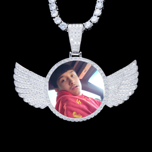 925S & VVS Moissanite 3D Wing Custom Picture Pendant