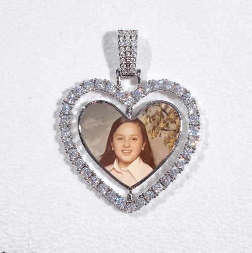 3D Spinning 2-Faced Heart Custom Picture Pendant