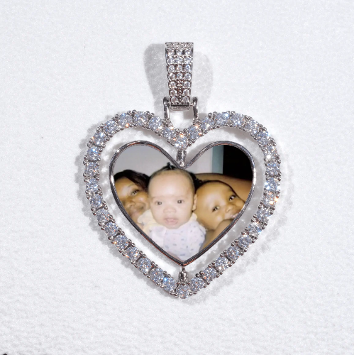 3D Spinning 2-Faced Heart Custom Picture Pendant