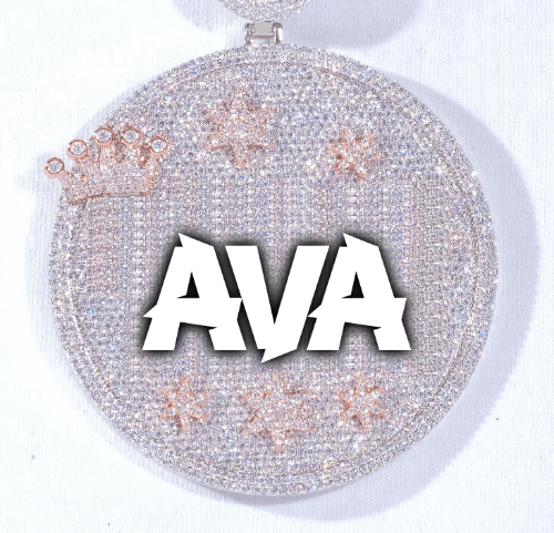 CUSTOM LETTER NECKLACE 3D BIG CROWN DISC