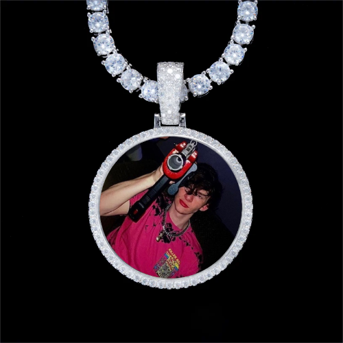 925S & VVS Moissanite 3D Circle Custom Picture Pendant
