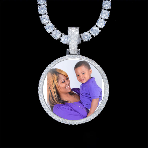 925S & VVS Moissanite 3D Circle Custom Picture Pendant