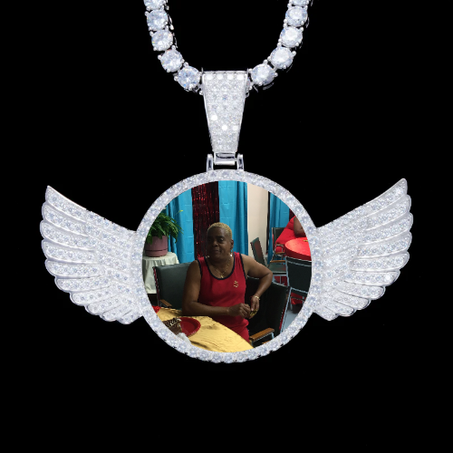 925S & VVS Moissanite 3D Wing Custom Picture Pendant