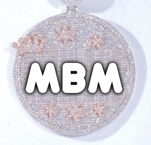 CUSTOM LETTER NECKLACE 3D BIG CROWN DISC