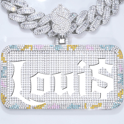 CUSTOM LETTER NECKLACE 3D COLORFUL SQUARE