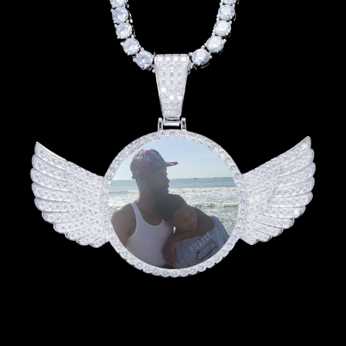 925S & VVS Moissanite 3D Wing Custom Picture Pendant