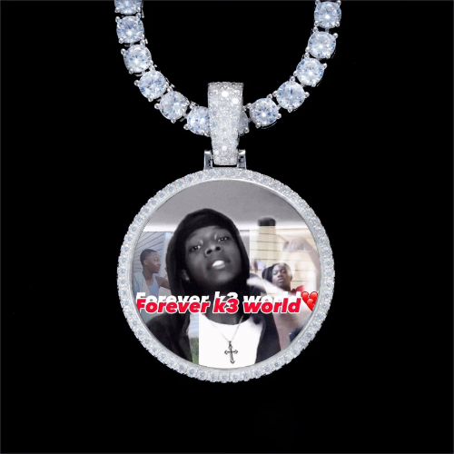 925S & VVS Moissanite 3D Circle Custom Picture Pendant