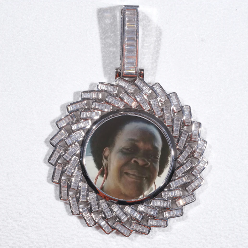 Large 3D Baguette Custom Picture Pendant
