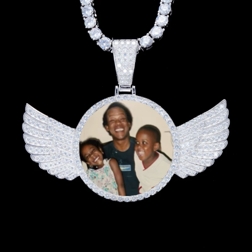 925S & VVS Moissanite 3D Wing Custom Picture Pendant