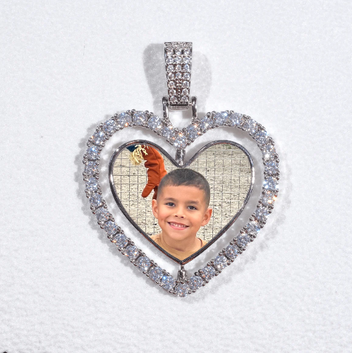 3D Spinning 2-Faced Heart Custom Picture Pendant