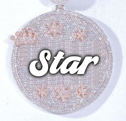 CUSTOM LETTER NECKLACE 3D BIG CROWN DISC