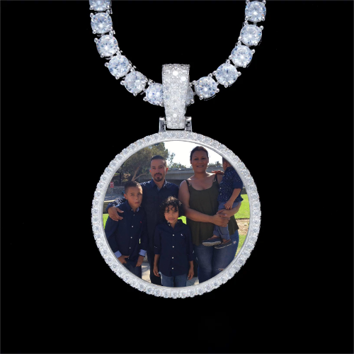 925S & VVS Moissanite 3D Circle Custom Picture Pendant