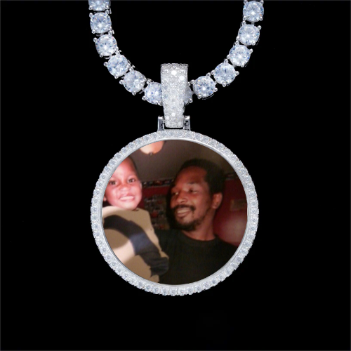 925S & VVS Moissanite 3D Circle Custom Picture Pendant