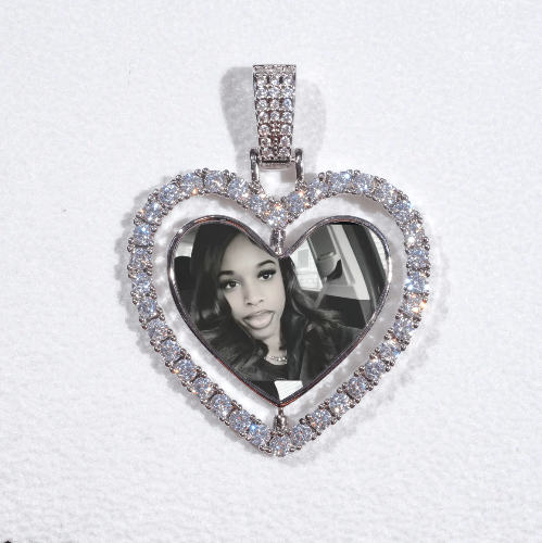 3D Spinning 2-Faced Heart Custom Picture Pendant