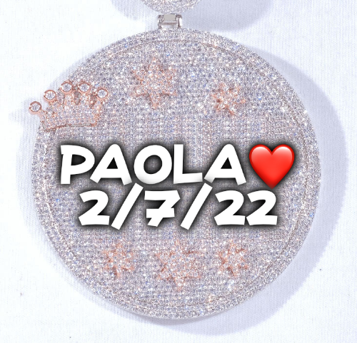 CUSTOM LETTER NECKLACE 3D BIG CROWN DISC