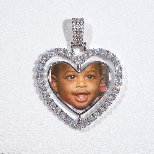 3D Spinning 2-Faced Heart Custom Picture Pendant
