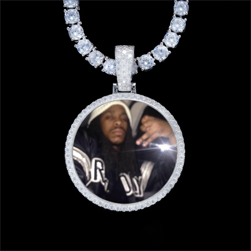 925S & VVS Moissanite 3D Circle Custom Picture Pendant