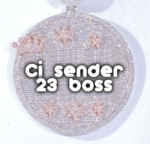 CUSTOM LETTER NECKLACE 3D BIG CROWN DISC