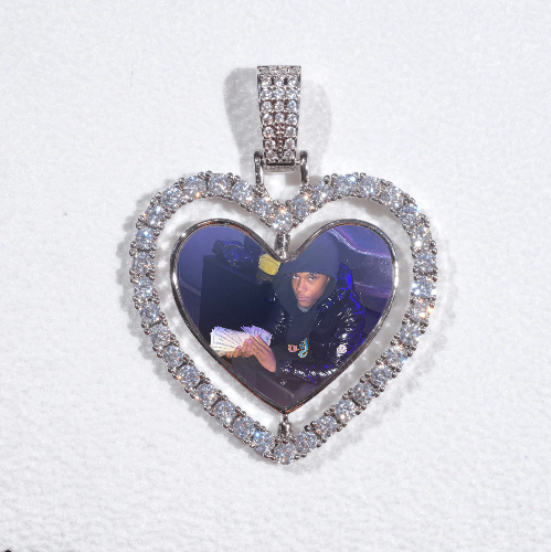 3D Spinning 2-Faced Heart Custom Picture Pendant