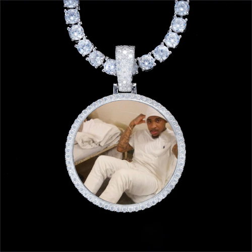 925S & VVS Moissanite 3D Circle Custom Picture Pendant
