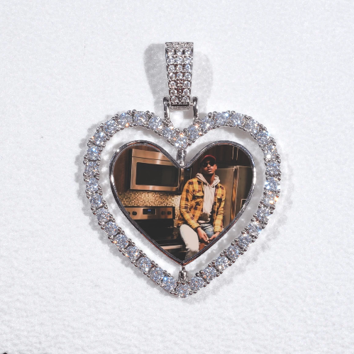 3D Spinning 2-Faced Heart Custom Picture Pendant