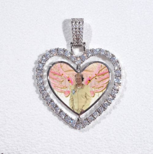 3D Spinning 2-Faced Heart Custom Picture Pendant