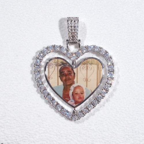 3D Spinning 2-Faced Heart Custom Picture Pendant