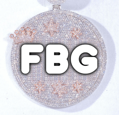 CUSTOM LETTER NECKLACE 3D BIG CROWN DISC
