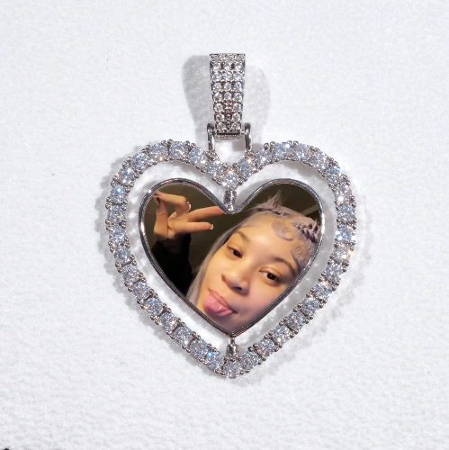 3D Spinning 2-Faced Heart Custom Picture Pendant