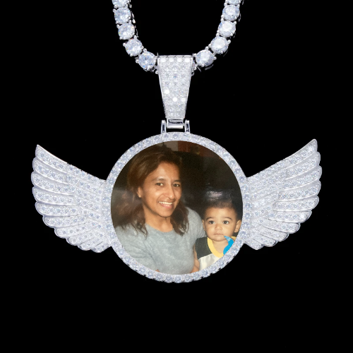925S & VVS Moissanite 3D Wing Custom Picture Pendant