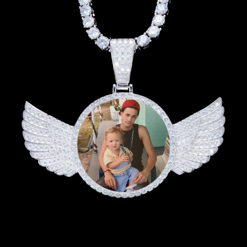 925S & VVS Moissanite 3D Wing Custom Picture Pendant