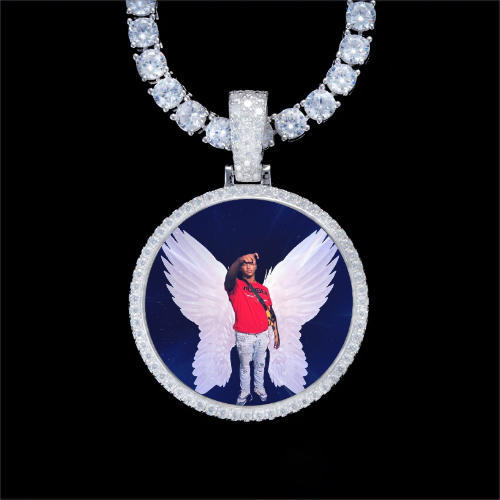 925S & VVS Moissanite 3D Circle Custom Picture Pendant
