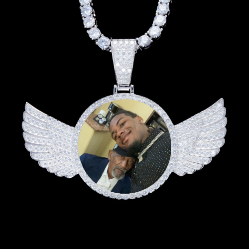 925S & VVS Moissanite 3D Wing Custom Picture Pendant